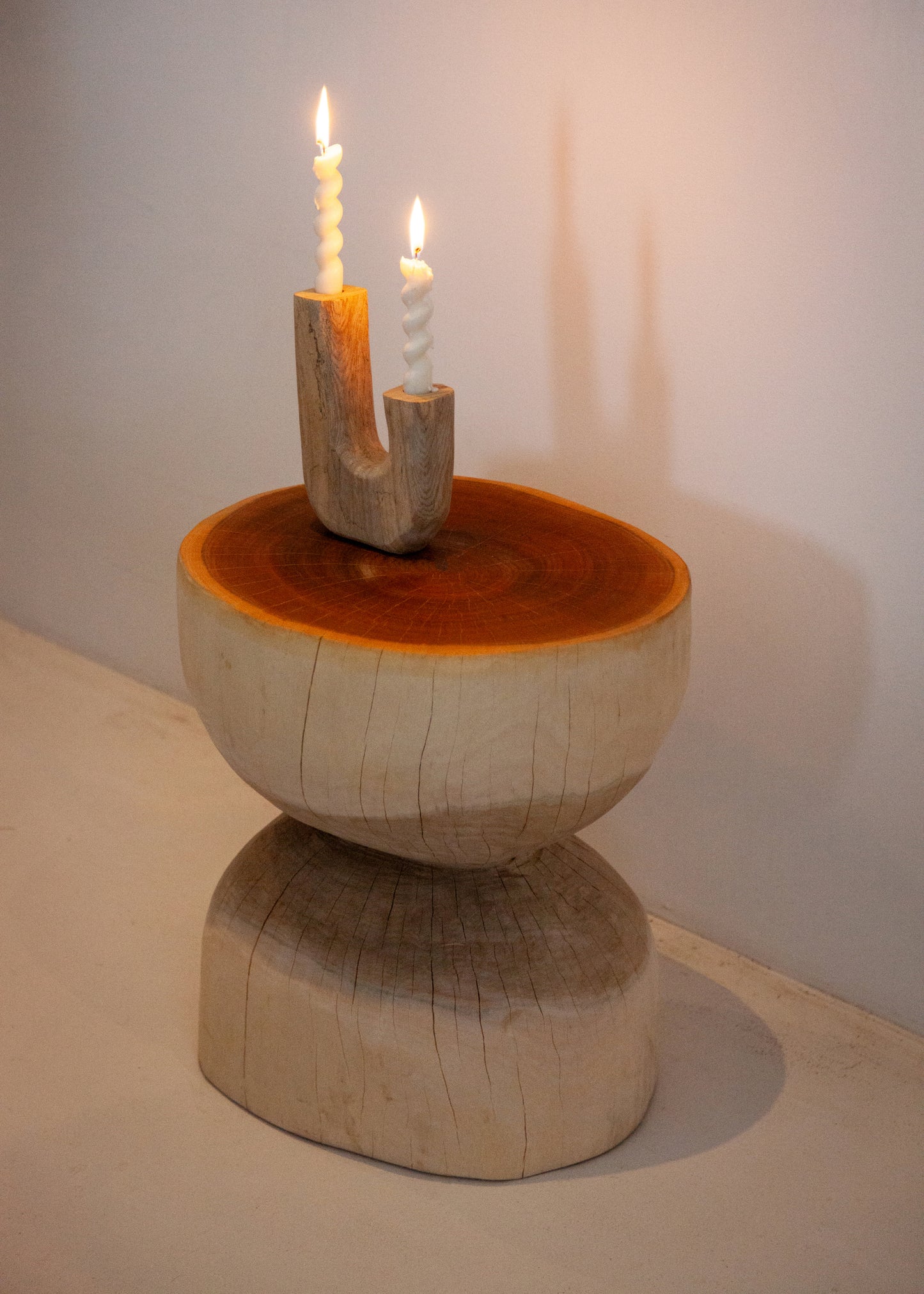 Hourglass Wooden Stool or Side Table