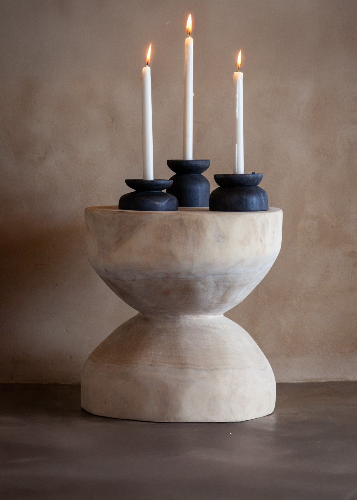 Hourglass Wooden Stool or Side Table