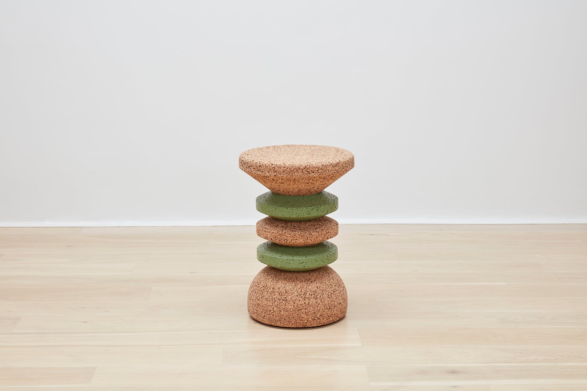Wiid Green Banded Tall African Cork Side Table