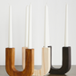 Handmade U-Shaped Wood Candle Holder set of 3