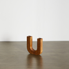 African U-Shaped Wood Candle Holder 