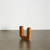African U-Shaped Wood Candle Holder 
