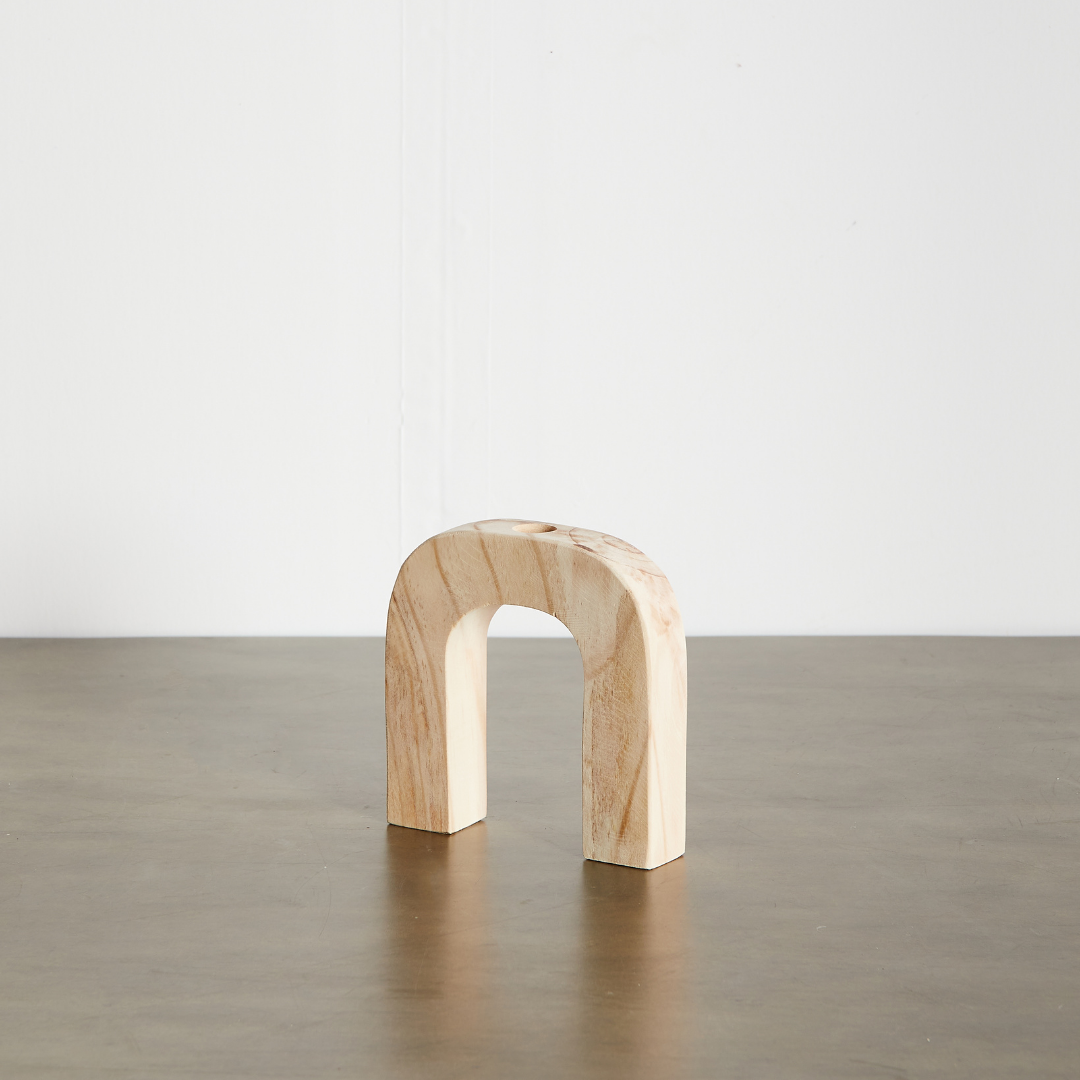 Handmade arch shaped wooden Candle holder