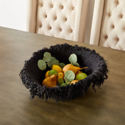Decorative Wool Bowl | Fringed Skirt Midnight Bowl