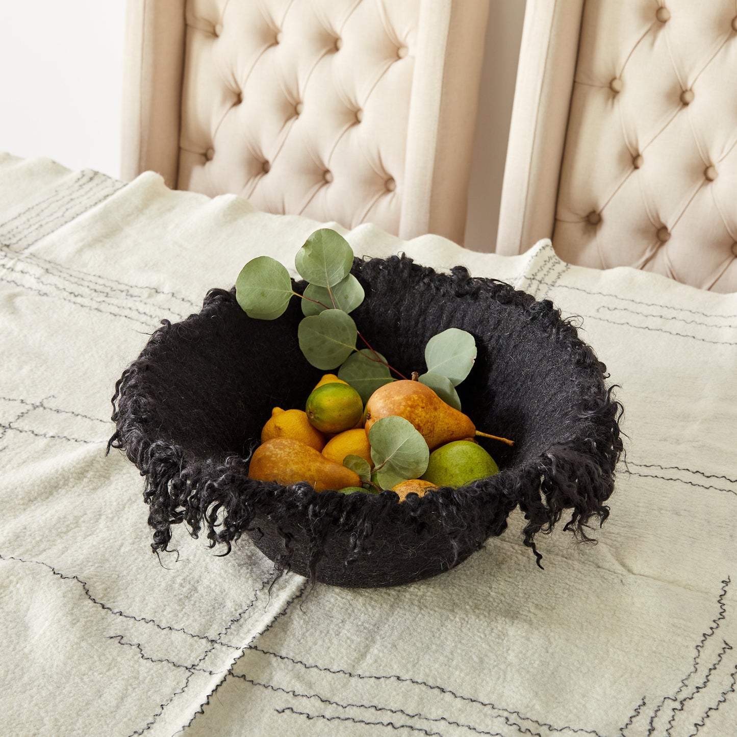 Decorative Wool Bowl | Fringed Skirt Midnight Bowl