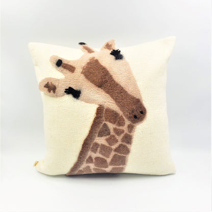 Giraffe Hand Felted Decorative  Pillow 