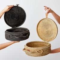 handwoven round picnic basket set of 2