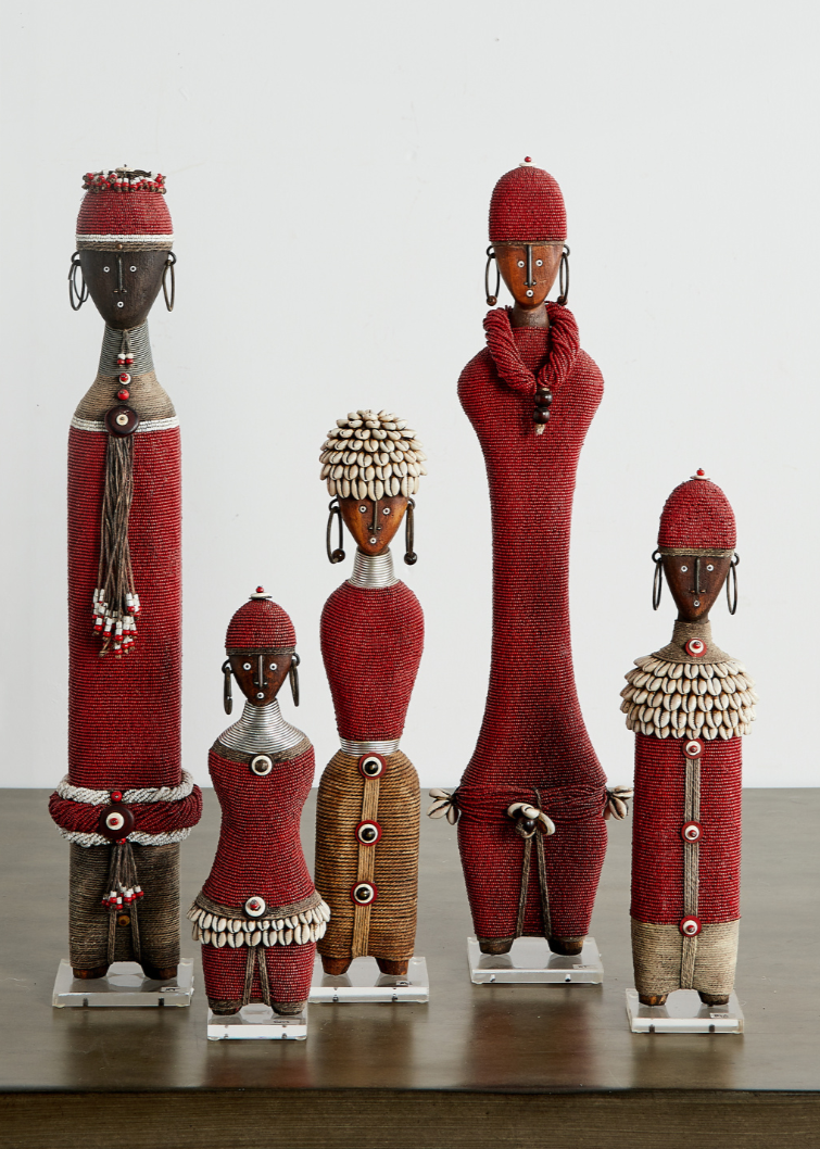 Red Beaded African Namji Doll