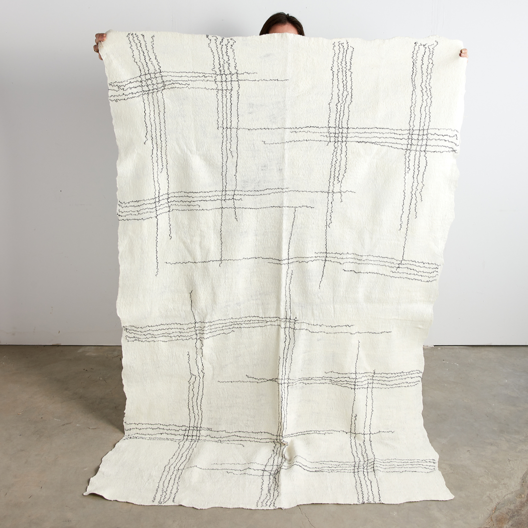 Linear Merino Wool Throw Blanket