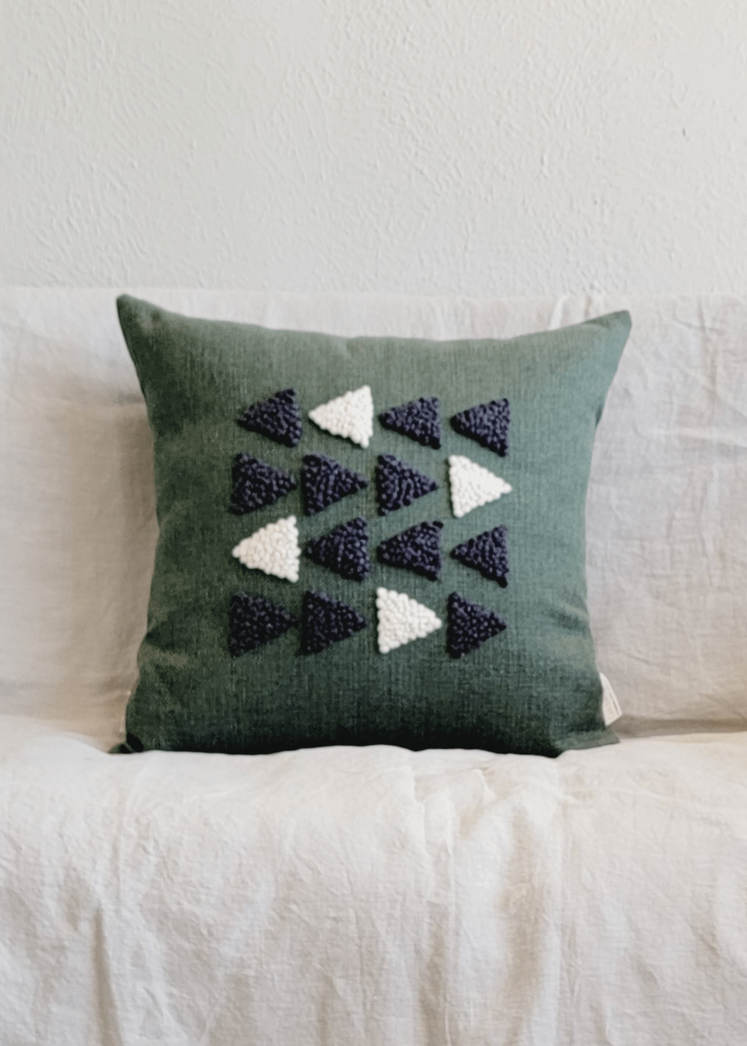 African Modern Boho Throw Pillow: Afriscandi Harvest Organic Cotton Green Decortive Pillow