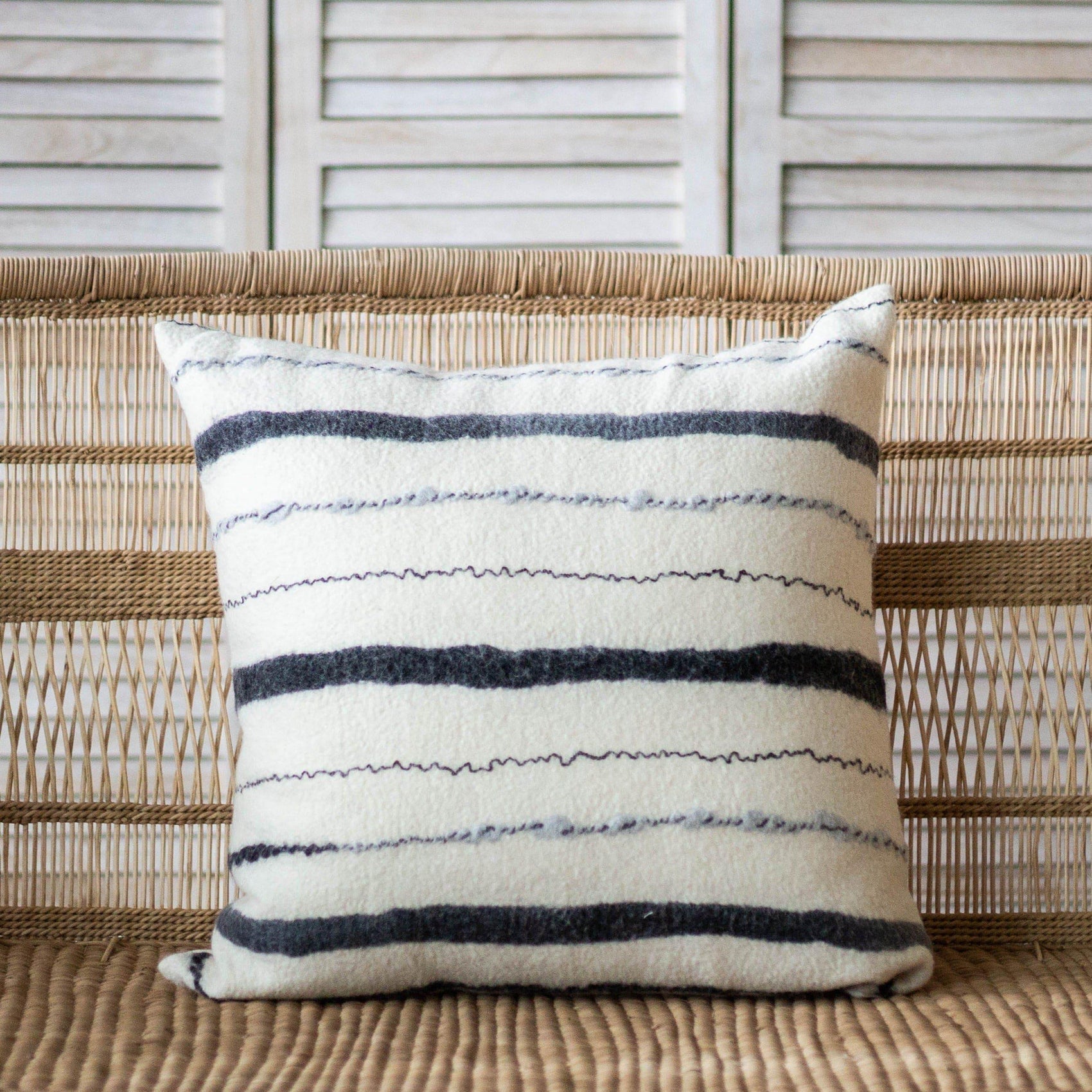 Felted Wool Chunky Stripe Pillow