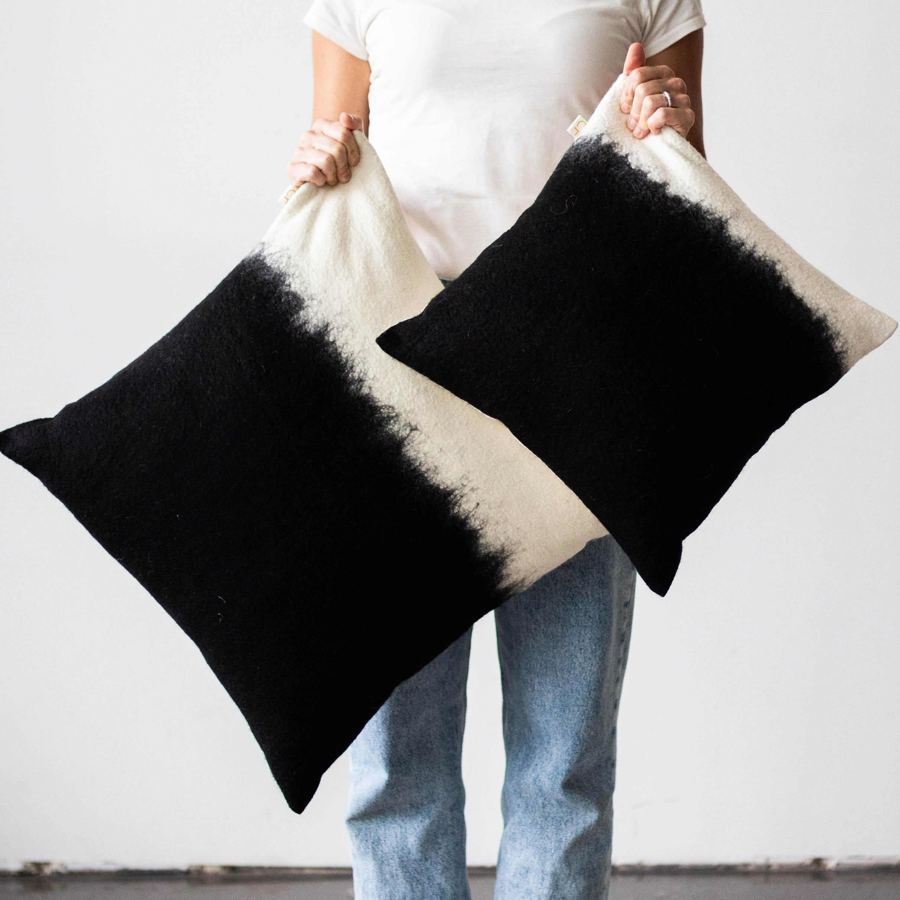 Eclipse Dip-Dyed Organic Wool Throw Pillow