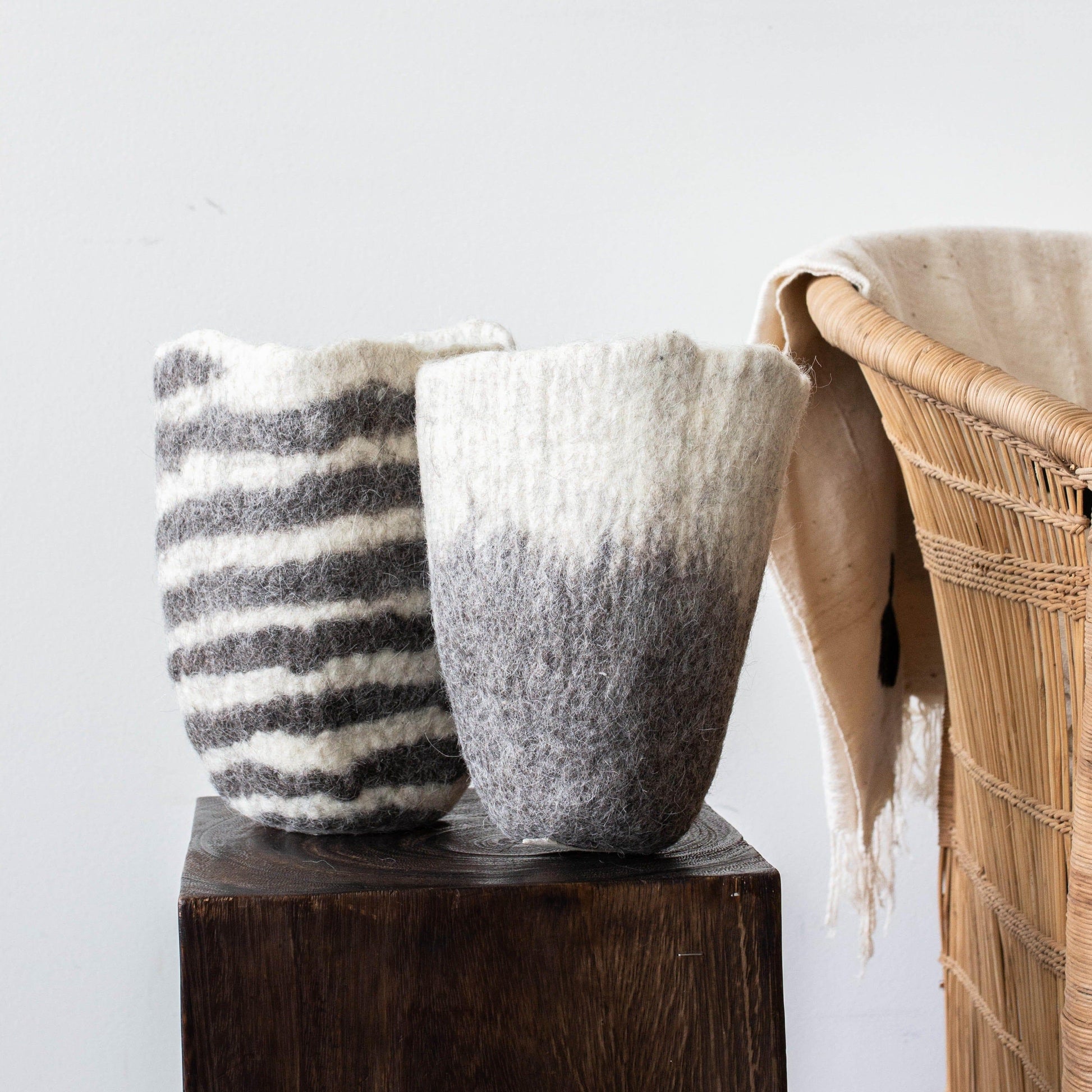 Felted Vessels Set of 2 - Gray