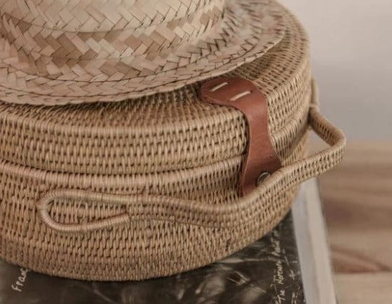 Natural Handwoven Picnic Basket with hat 