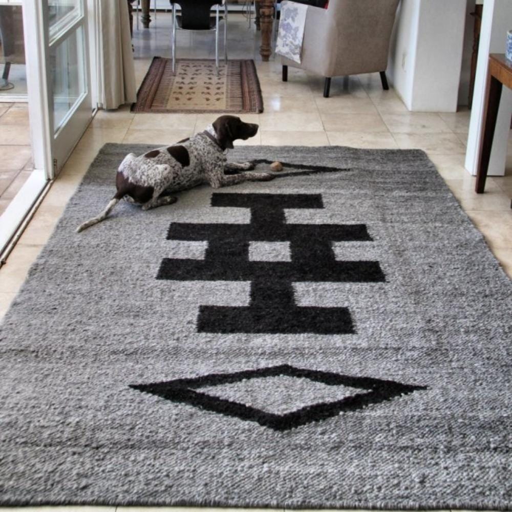 Masana Wool Rug with White, Gray, & Charcoal