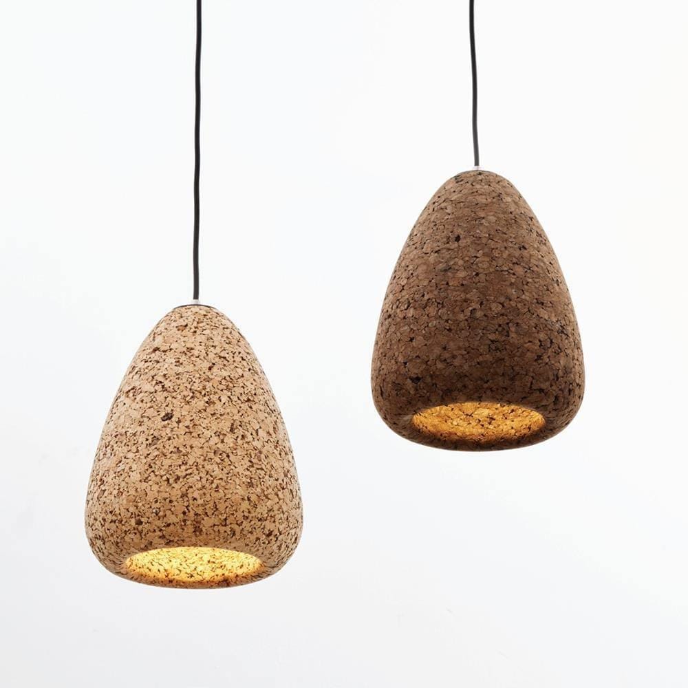 African Cork Pendants light Set of 2