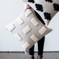 Blocks Organic Natural White Cotton Throw Pillow