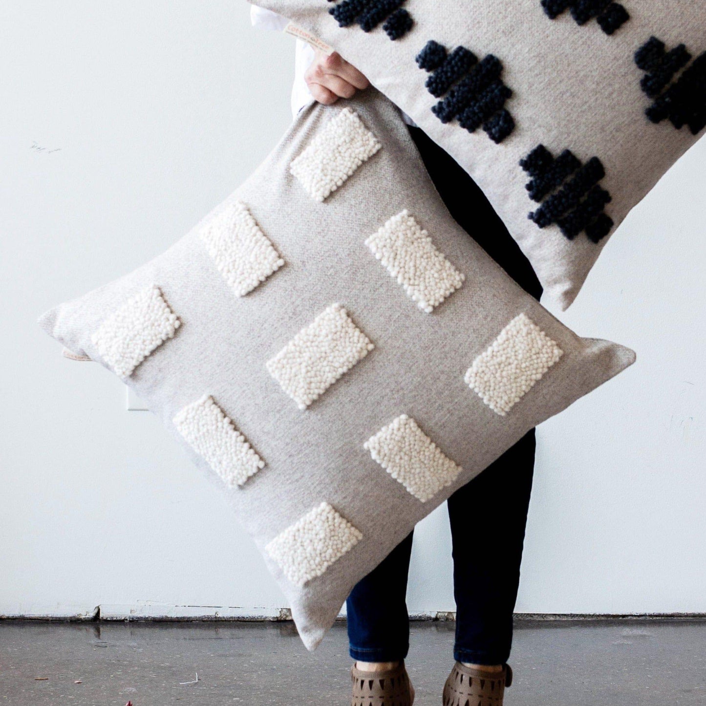 Modern Boho Throw Pillow: Natural Blocks Throw Pillow