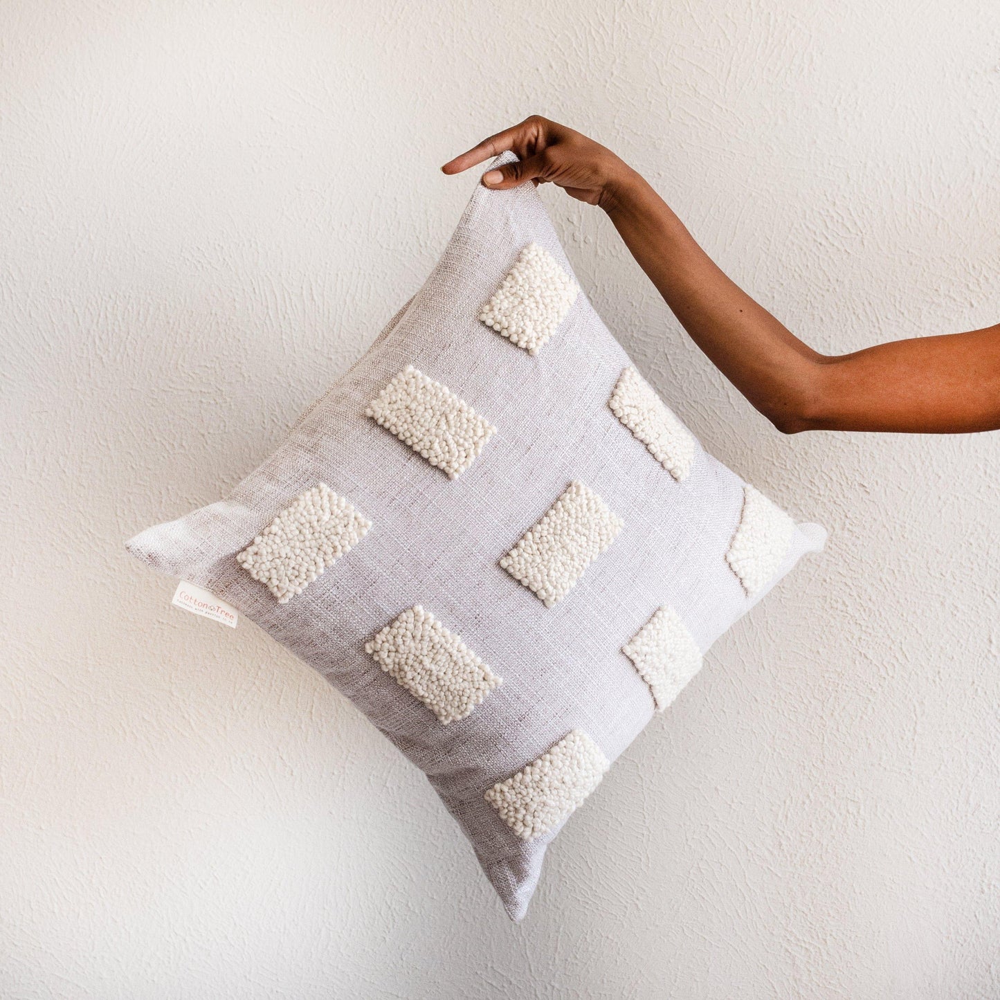 Modern Boho Throw Pillow: Natural Blocks Throw Pillow