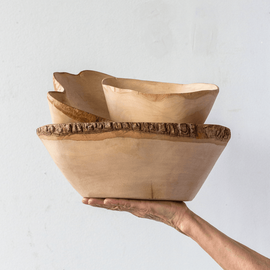 Organic bowl in jacaranda wood set of 3