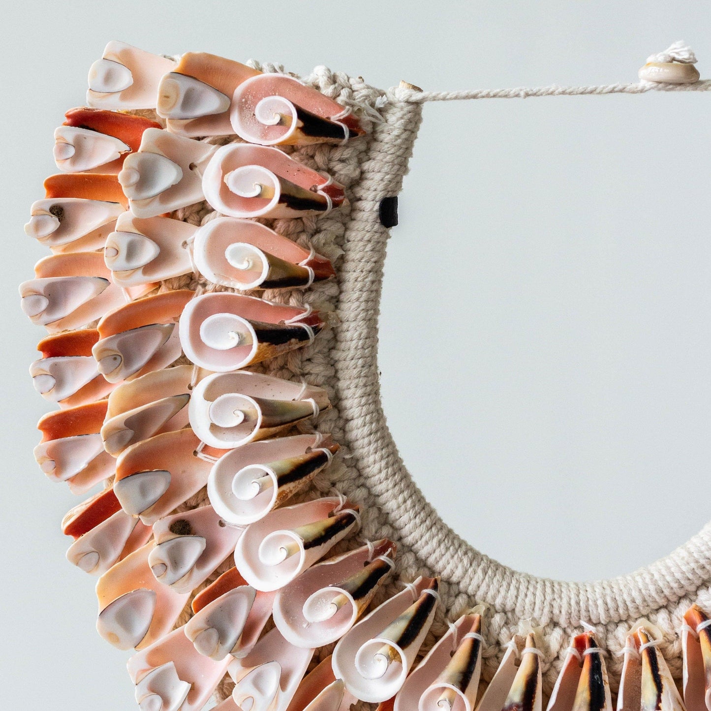 Modern Boho Home Decor Art: Pink Spiral Shell Necklace