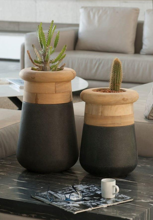 Soma Wood & Concrete Table Top Planter
