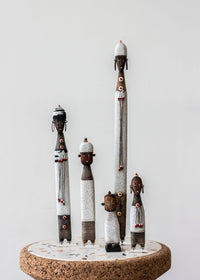 White Beaded Namji Doll, Cameroon set of 5